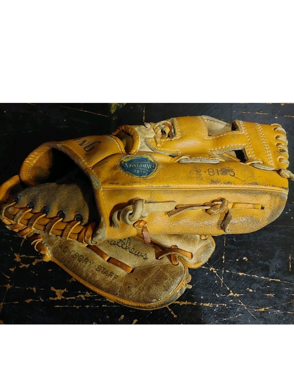 Spalding  Gary Mathews Vintage Tan Leather Baseball Glove 70s 80s Atlanta Braves